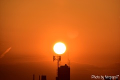 今日の夕日-1