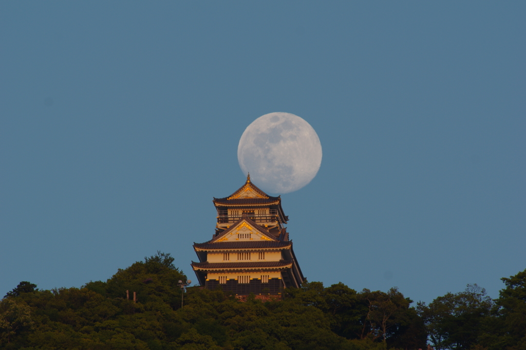 岐阜城と十三夜月