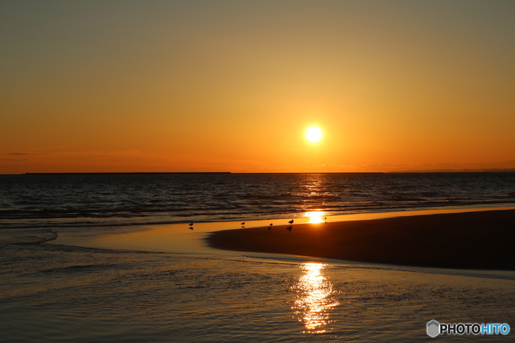 水平線と夕陽