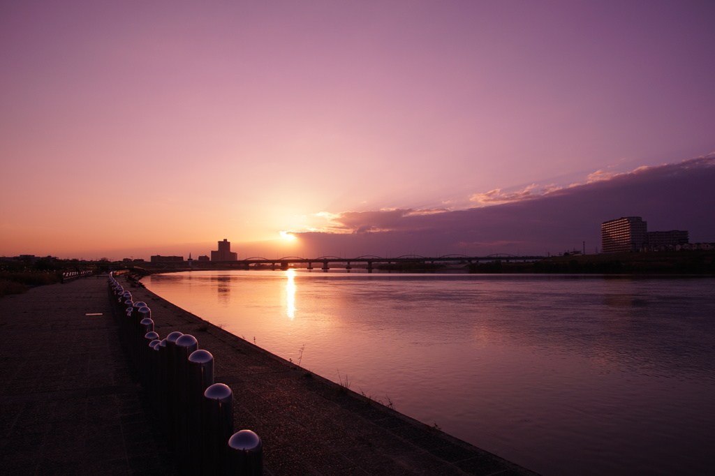 淀川の夕日