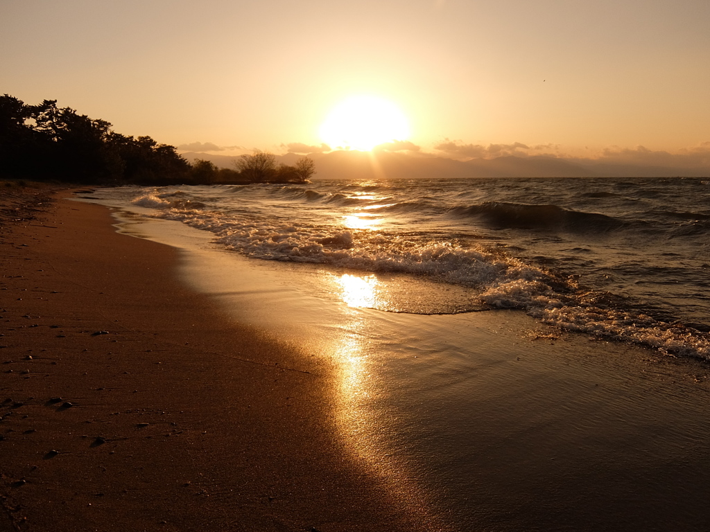 琵琶湖　5月の夕日1