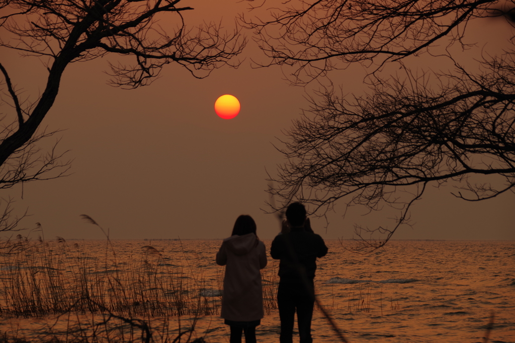 琵琶湖日曜日の夕日１