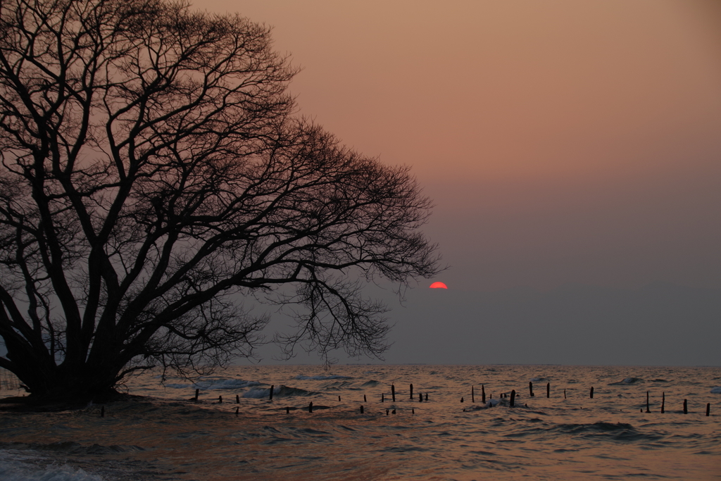 琵琶湖日曜日の夕日２