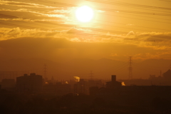 河川敷からの朝日１