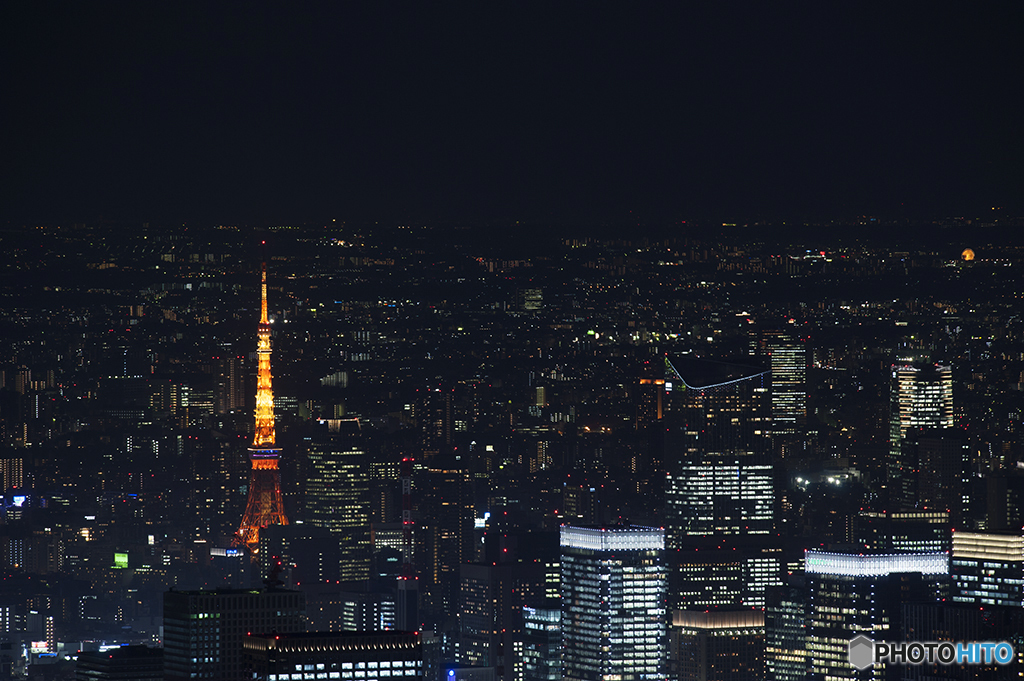 スカイツリー展望台から見た東京タワー