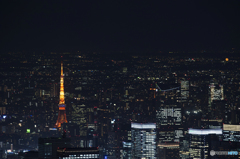 スカイツリー展望台から見た東京タワー