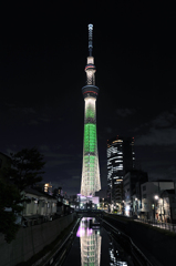 スカイツリー　クリスマス特別ライティング「シャンパンツリー」