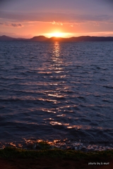 猪苗代湖の夕陽