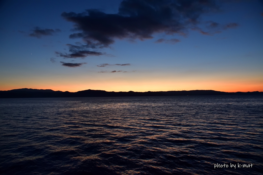 猪苗代湖の夕景