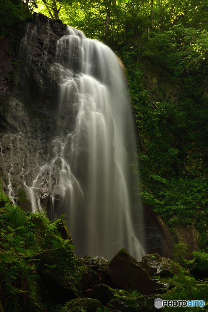 深緑の小野川不動滝