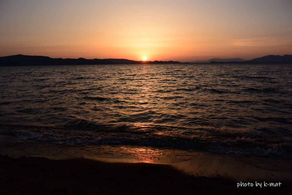 猪苗代湖の夕陽