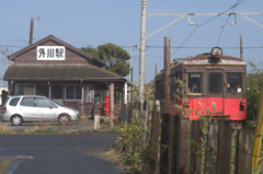 ２月の春一番の駅舎