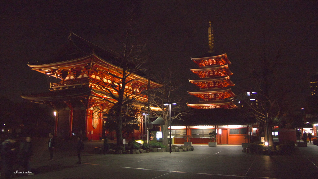 夜浅草・宝蔵門（北）