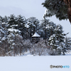 雪の中の東屋