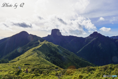 左から右へ 中霸尖山 3392m 大霸尖山 3492m 小霸尖山 3360m