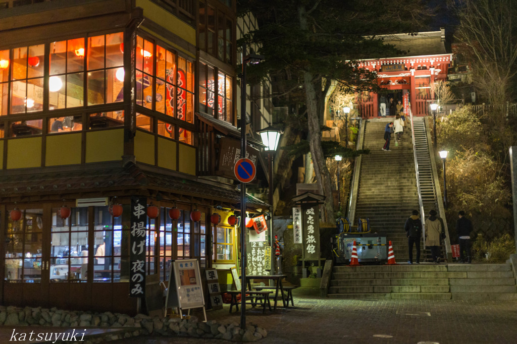 温泉地の光景