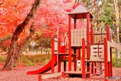 遊具と紅葉