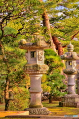 西日に照らされて