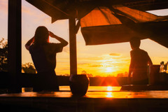 朝焼けのテラス