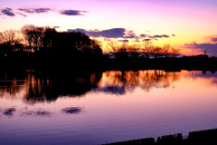 公園の夕景