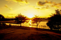 散歩コースの夕日