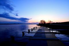 係留ポートからの夕景眺め