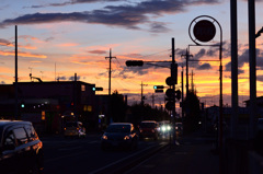 夕暮れの交差点