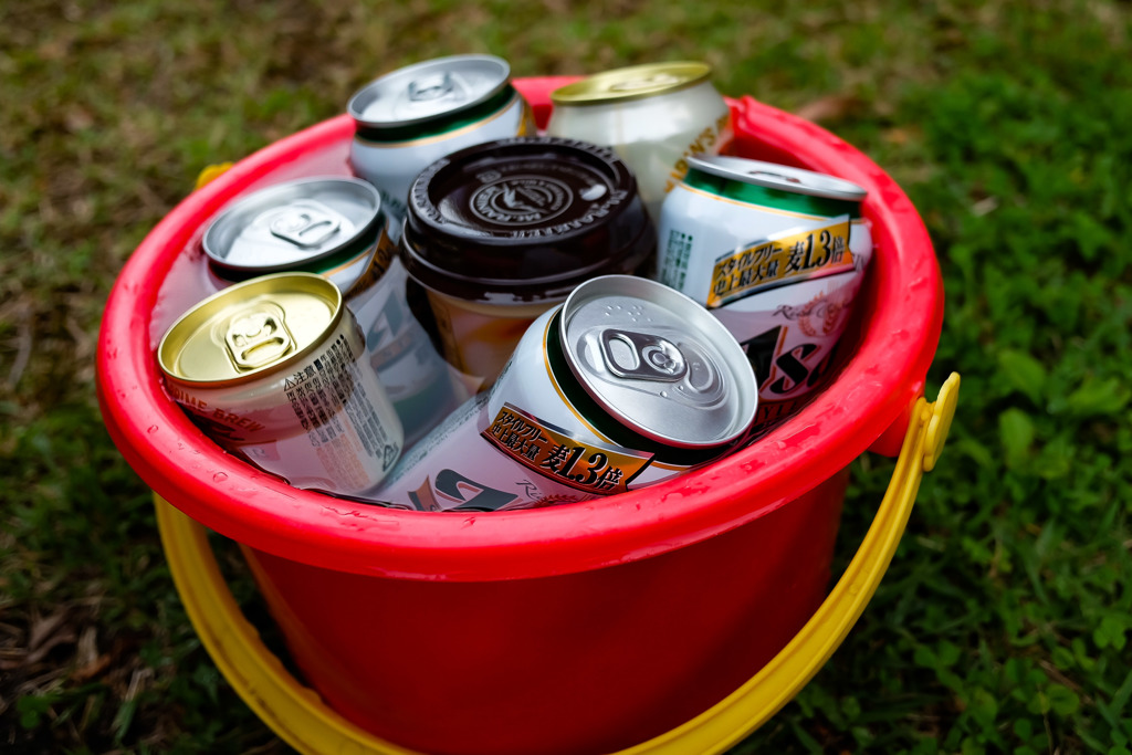 山の水で冷やす一杯