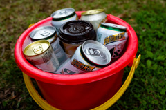 山の水で冷やす一杯