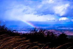 突然の雨と虹