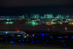 羽田空港からの川崎工場夜景