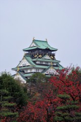 曇り空の大阪城