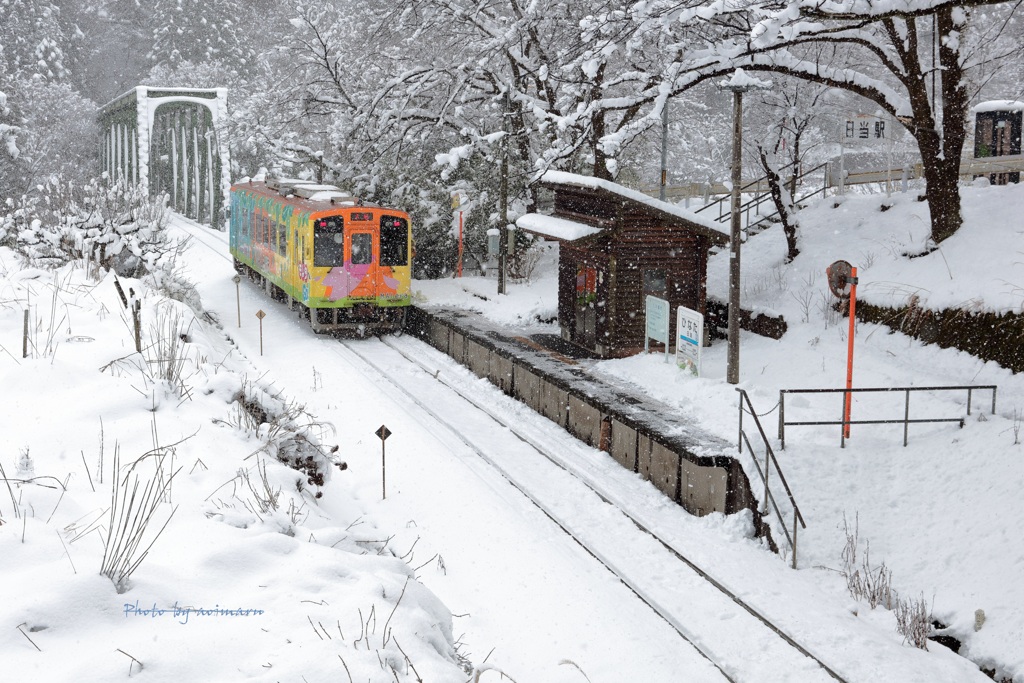 樽見鉄道冬　ひなた駅