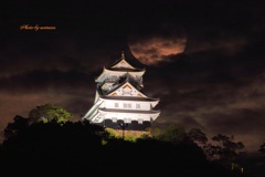 岐阜城に満月