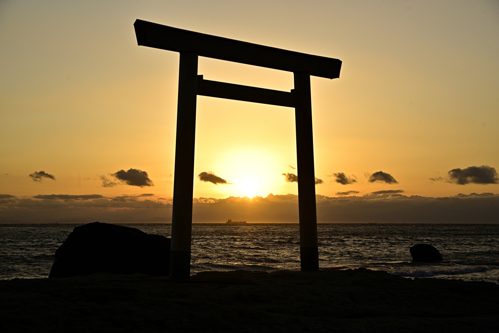 ひつじが浮かぶ夕焼け