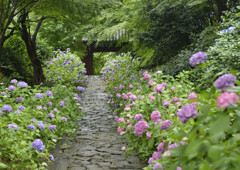 花と緑と山門と　①