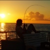 石垣島の夕日の中で
