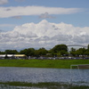 水浸しのサッカー場