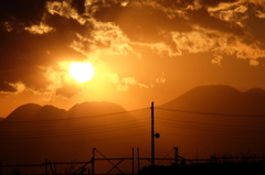 茅ヶ崎の海岸からの夕焼け
