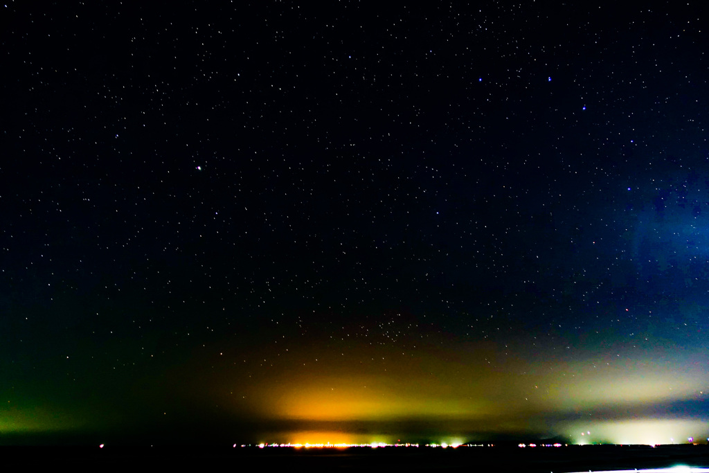 男鹿の夜景と星空