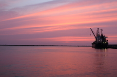 埠頭の夕景