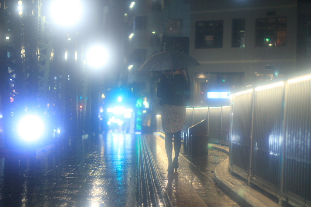 夜霧の歩道