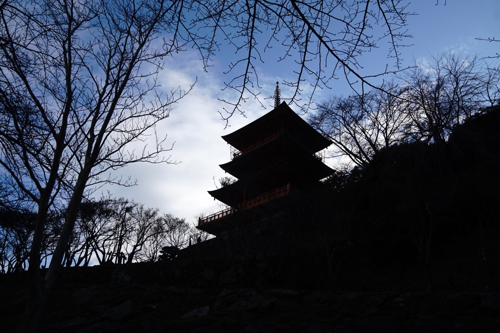 冬空と三重の塔