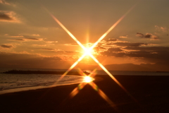 夕陽（クロスフィルター使用）