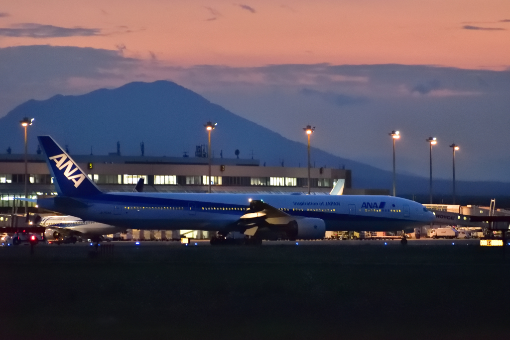 夕刻の新千歳空港