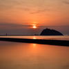 夕陽に染まる