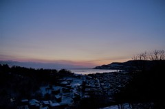 高台から見た夜明け
