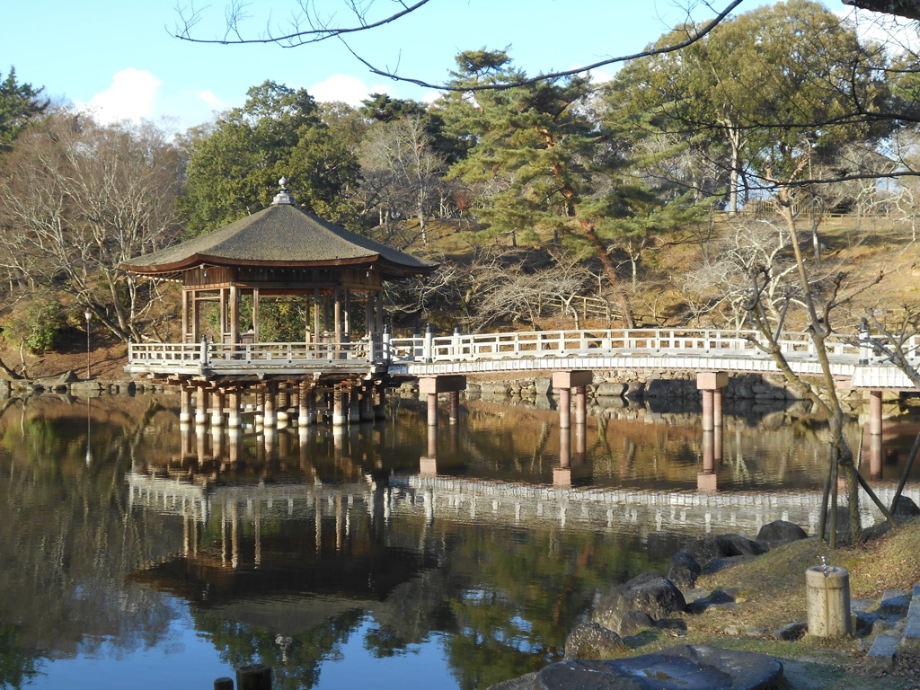 奈良公園 - 浮見堂 -