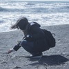 砂浜 女子 なびく