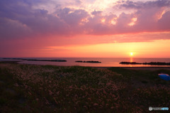 夕日と日本海